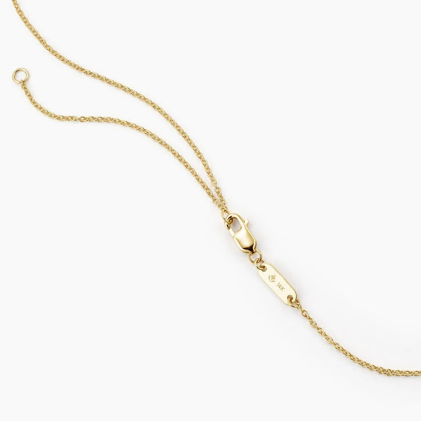 14K Gold Bezel Set Baguette Diamond Delicate Necklace