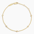 14K Gold Delicate Bracelet With Diamond Accented Rhombus Links