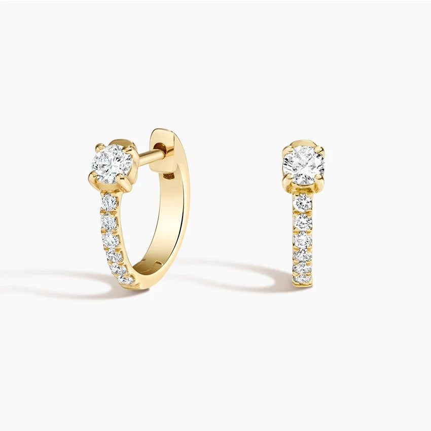 14K Gold Lab Grown Diamond Petite Huggie Earrings
