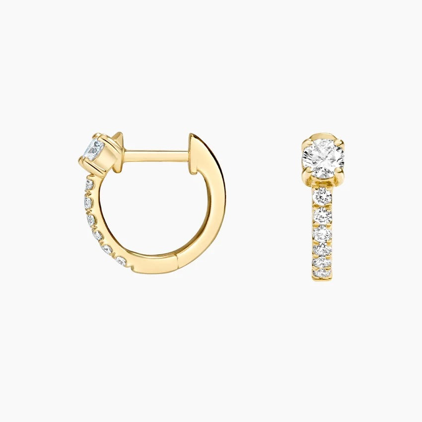 14K Gold Lab Grown Diamond Petite Huggie Earrings
