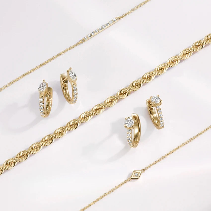 14K Gold Lab Grown Diamond Petite Huggie Earrings