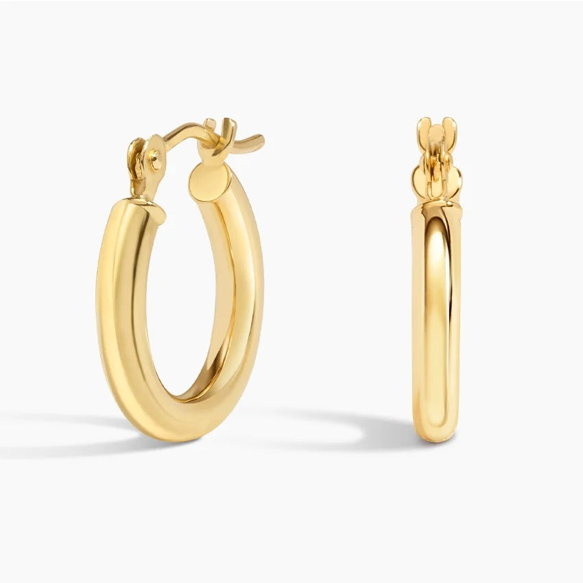 14K Gold Minimalist Polished Hoop Earrings
