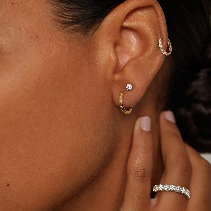 14K Gold Minimalist Polished Hoop Earrings