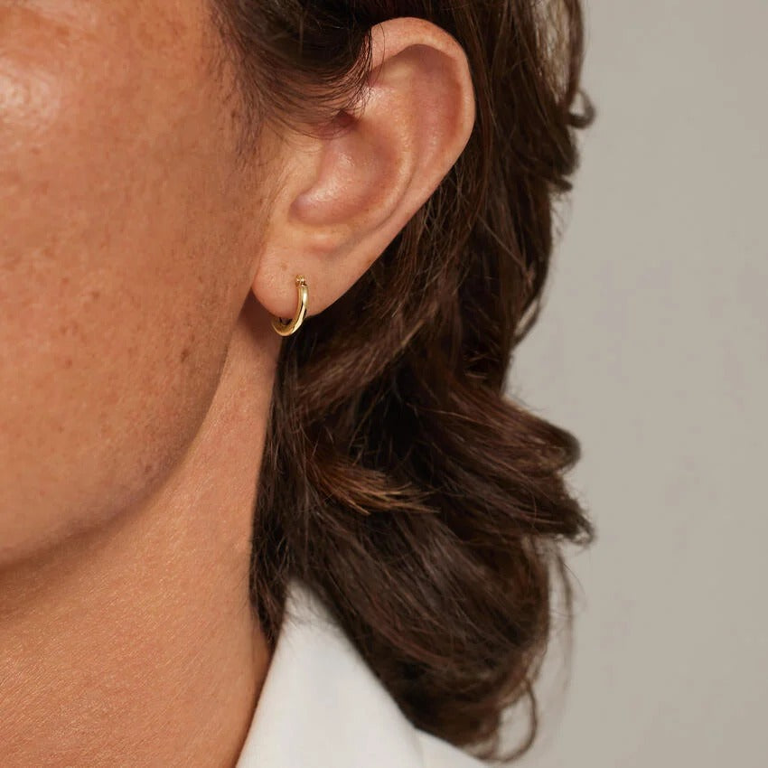 14K Gold Minimalist Polished Hoop Earrings