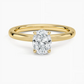 14K Gold Oval Solitaire Ring with Four Prong Setting