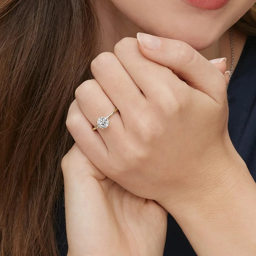 14K Gold Oval Solitaire Ring with Four Prong Setting