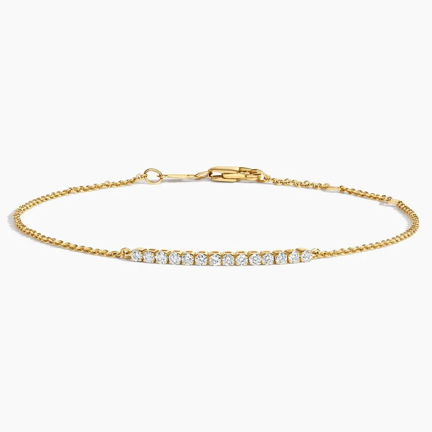 14K Gold Slim Horizontal Row Diamond Bracelet