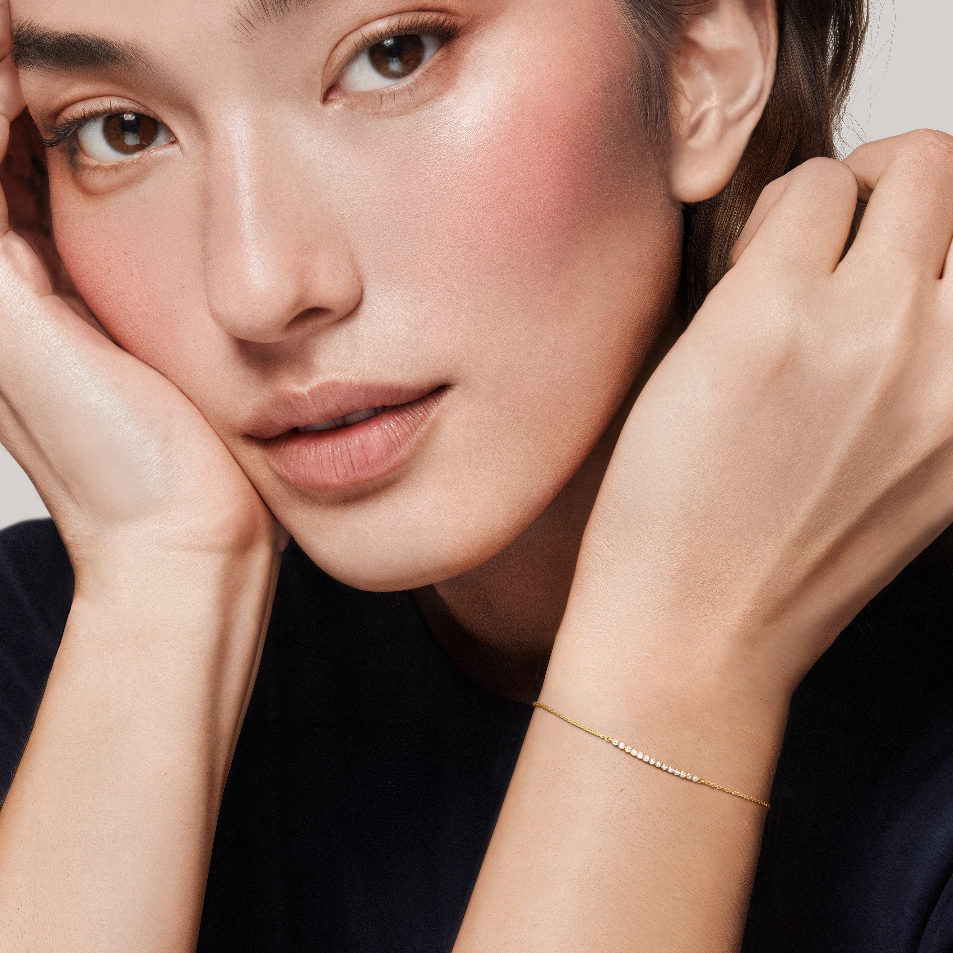14K Gold Slim Horizontal Row Diamond Bracelet