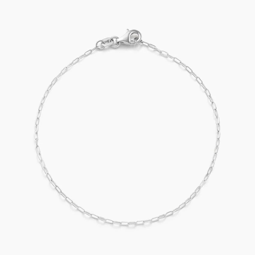 14K White Gold Fine Cuban Link Bracelet