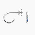 14K White Gold Gradient Multi Gemstone C Shaped Half Hoop Stud Earrings