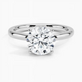 14K White Gold Oval Solitaire Ring with Four Prong Setting