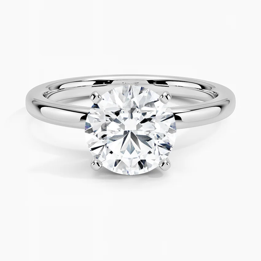 14K White Gold Oval Solitaire Ring with Four Prong Setting