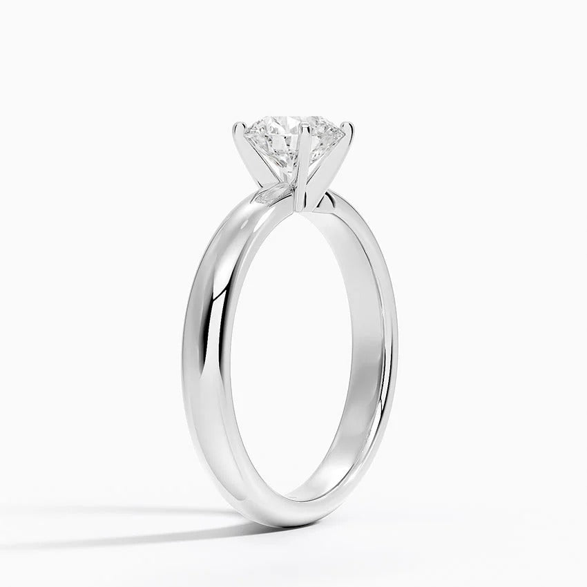 14K White Gold Oval Solitaire Ring with Four Prong Setting