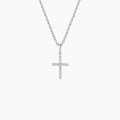 14K White Gold Pavé Diamond Cross Pendant Necklace